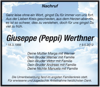 Traueranzeige von Giuseppe  von Pegnitz-Zeitung